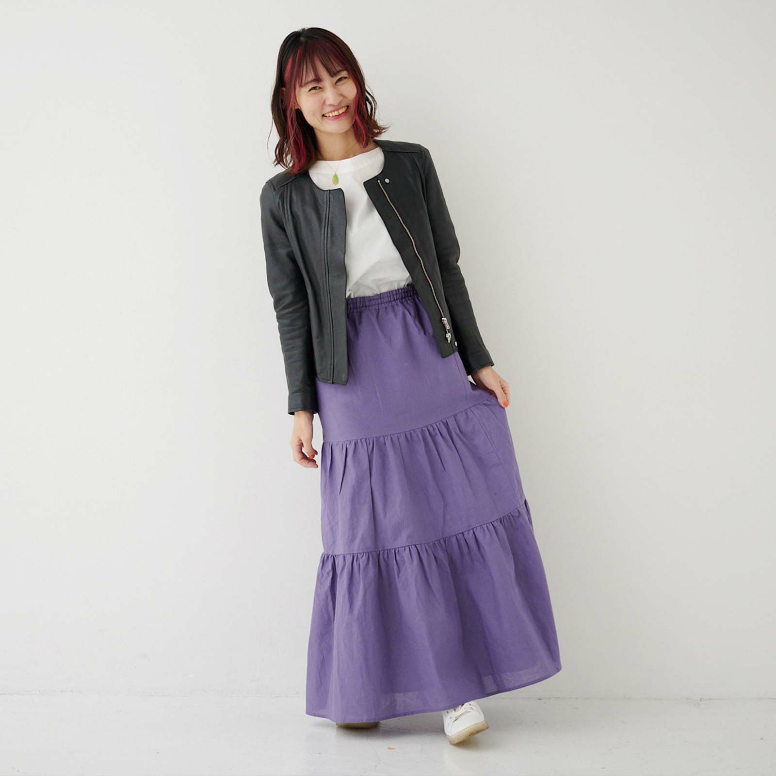 スッキリ細見えウエストゴム入りロングスカート