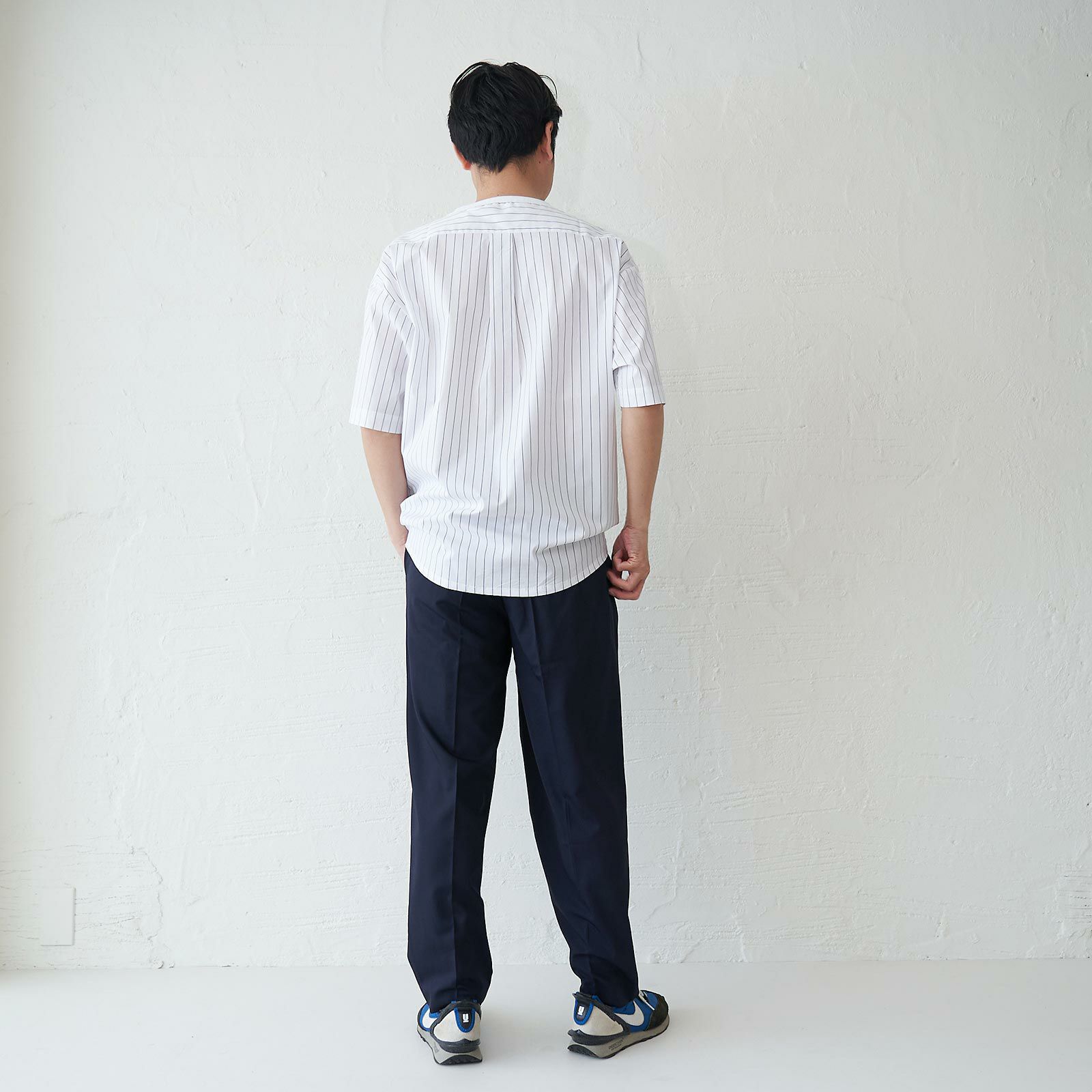 メンズ Tシャツ 夏服 白 ホワイト ストライプ きれいめ もりのがっこう