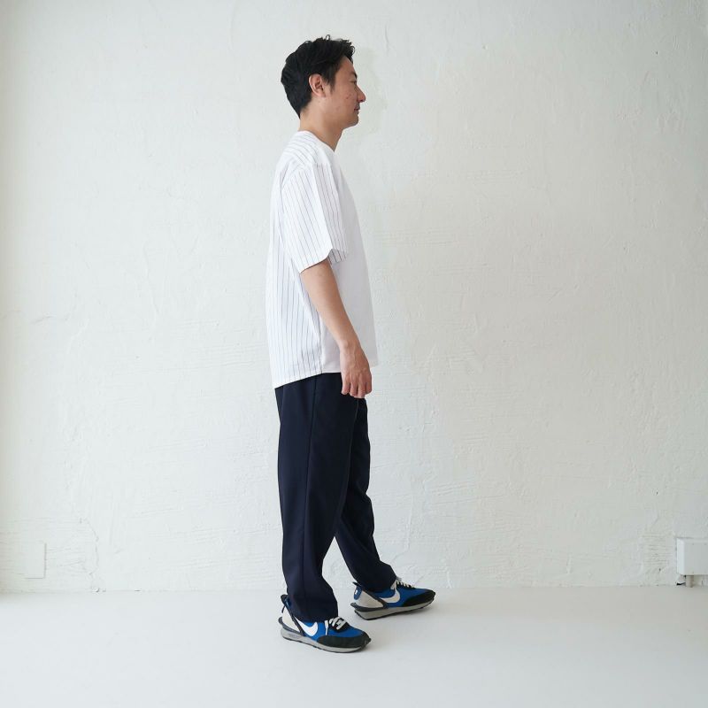 メンズ Tシャツ 夏服 白 ホワイト ストライプ きれいめ もりのがっこう