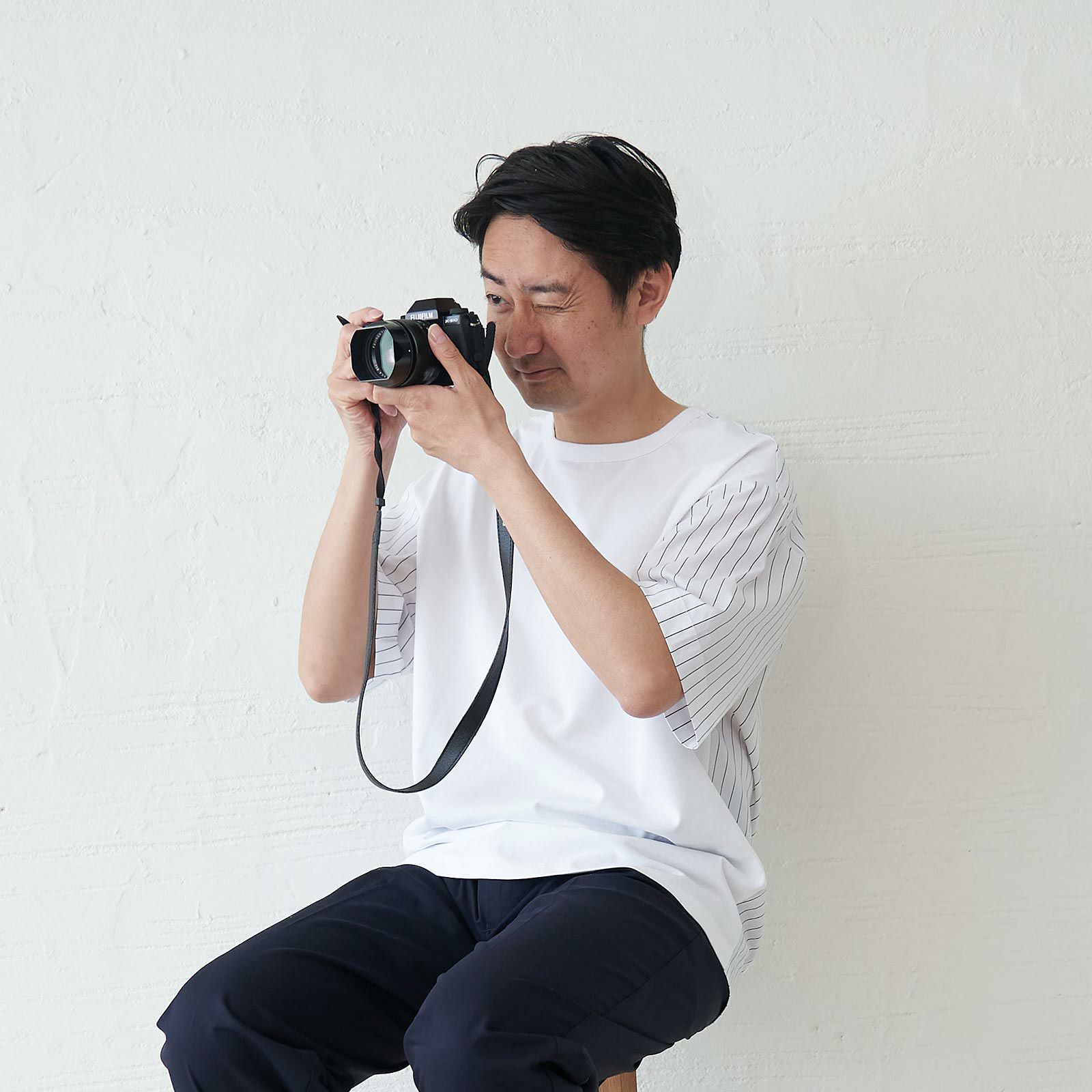 メンズ Tシャツ 夏服 白 ホワイト ストライプ きれいめ もりのがっこう