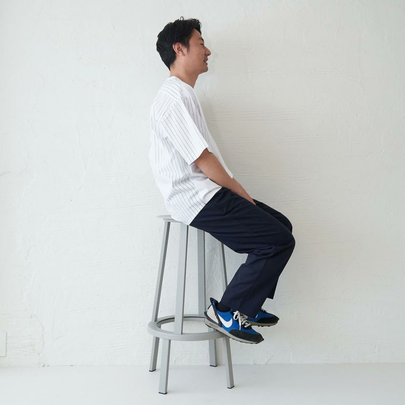 メンズ Tシャツ 夏服 白 ホワイト ストライプ きれいめ もりのがっこう