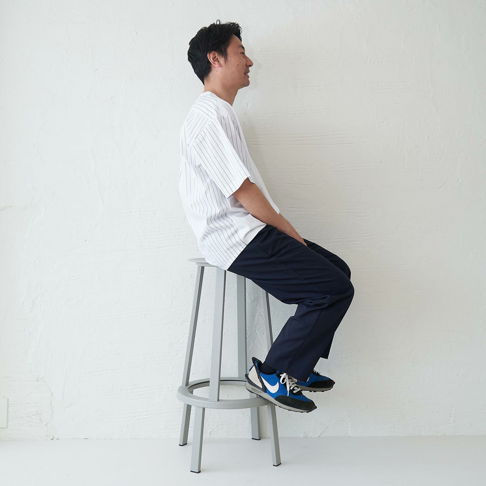 メンズ Tシャツ 夏服 白 ホワイト ストライプ きれいめ もりのがっこう