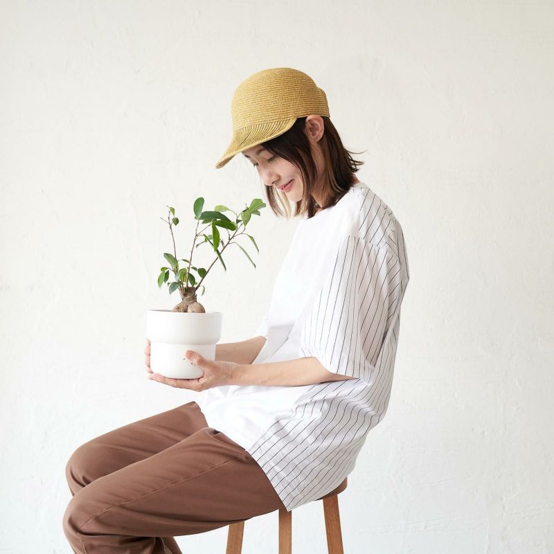 メンズ Tシャツ 夏服 白 ホワイト ストライプ きれいめ もりのがっこう