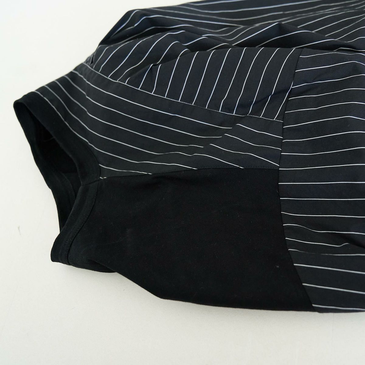 メンズ Tシャツ 夏服 黒 ブラック ストライプ きれいめ もりのがっこう