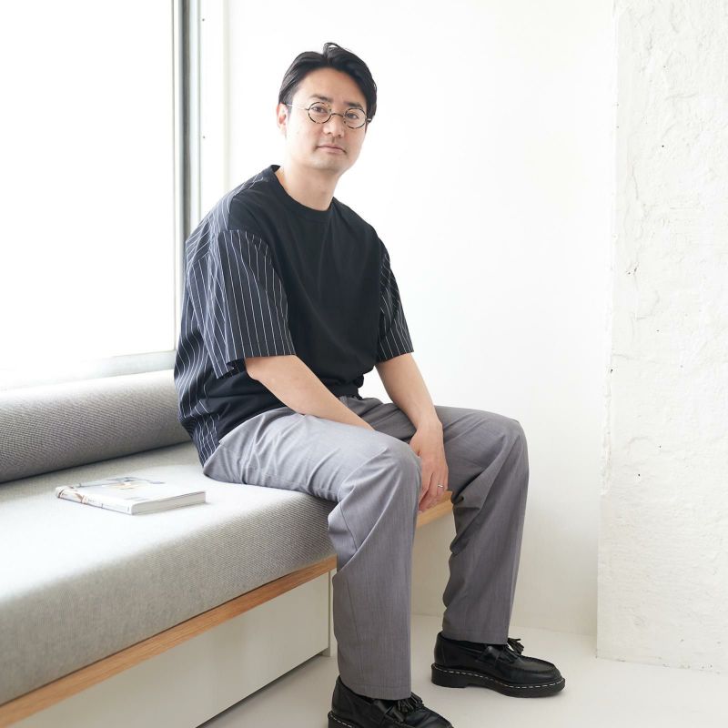 メンズ Tシャツ 夏服 黒 ブラック ストライプ きれいめ もりのがっこう