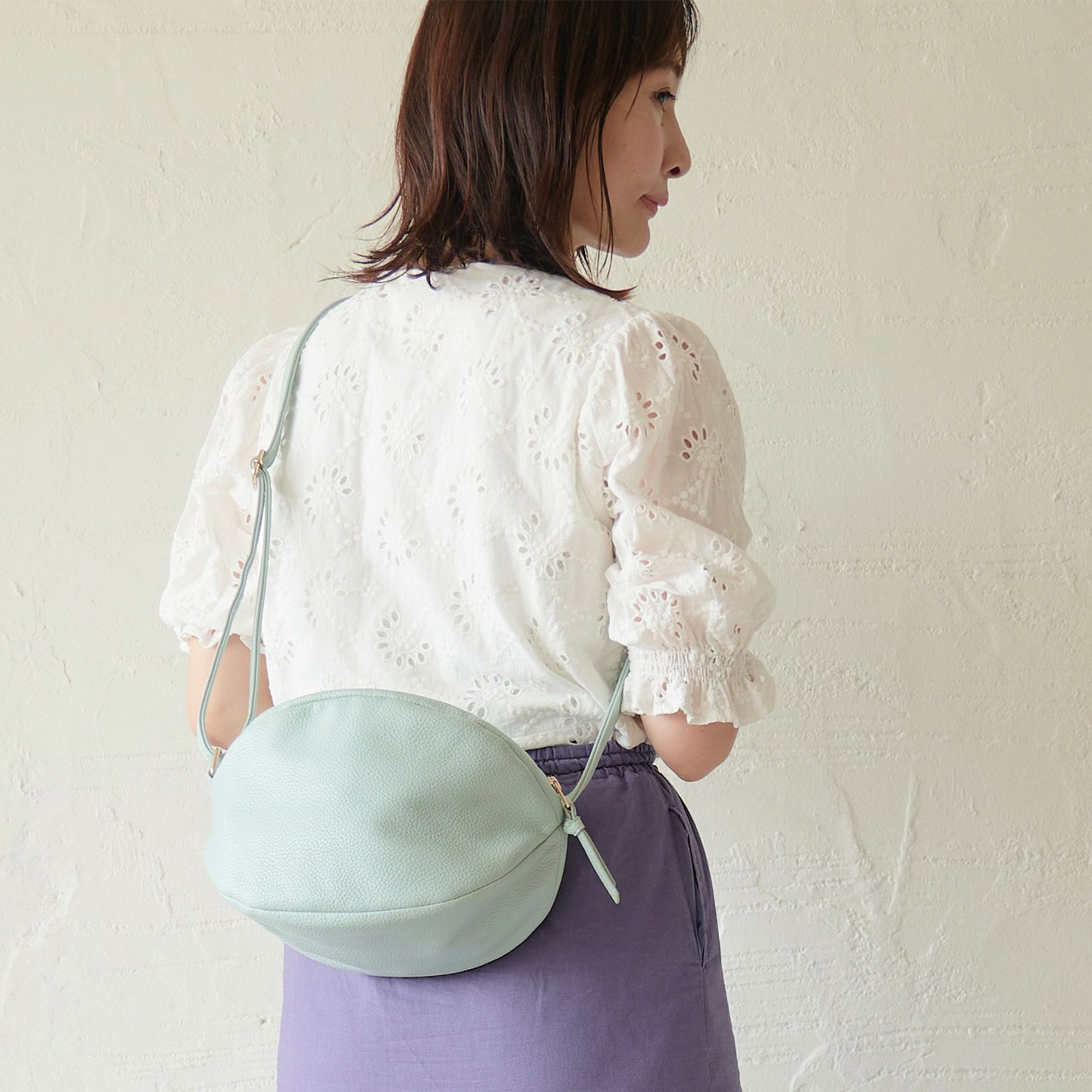 ころんとポーチMサイズ 細紐 (マカロンブルー)