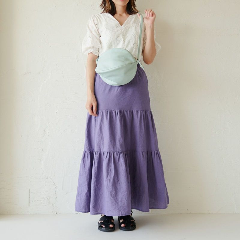 ころんとかわいい大人の丸いポーチもりのがっこう水色マカロンブルー