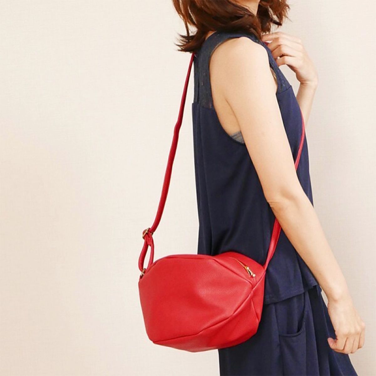 もりのがっこう ころんと丸いポシェット赤レッド ころんとポーチ