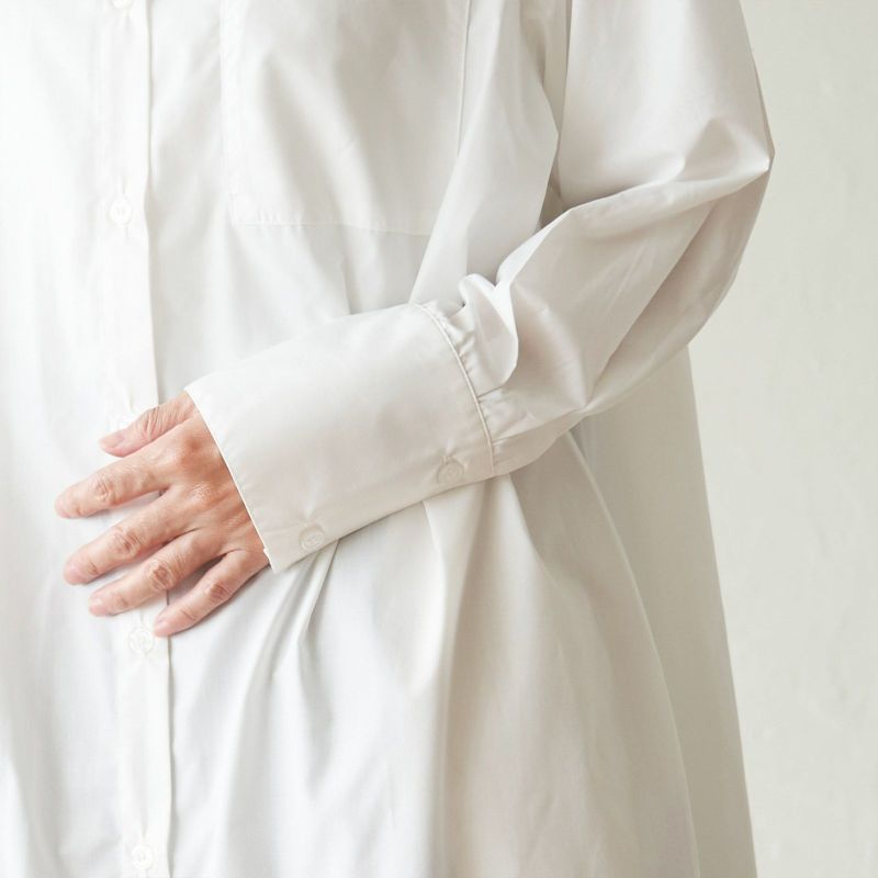 ロングシャツワンピース白ホワイト長袖