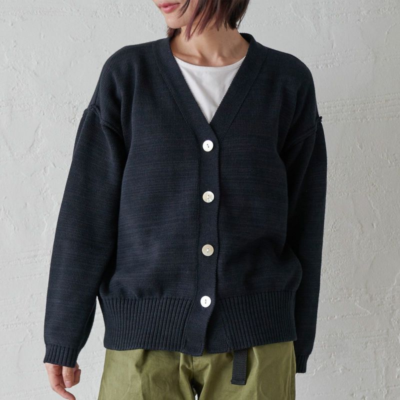 コットンニットカーディガン黒ブラック制服レディース