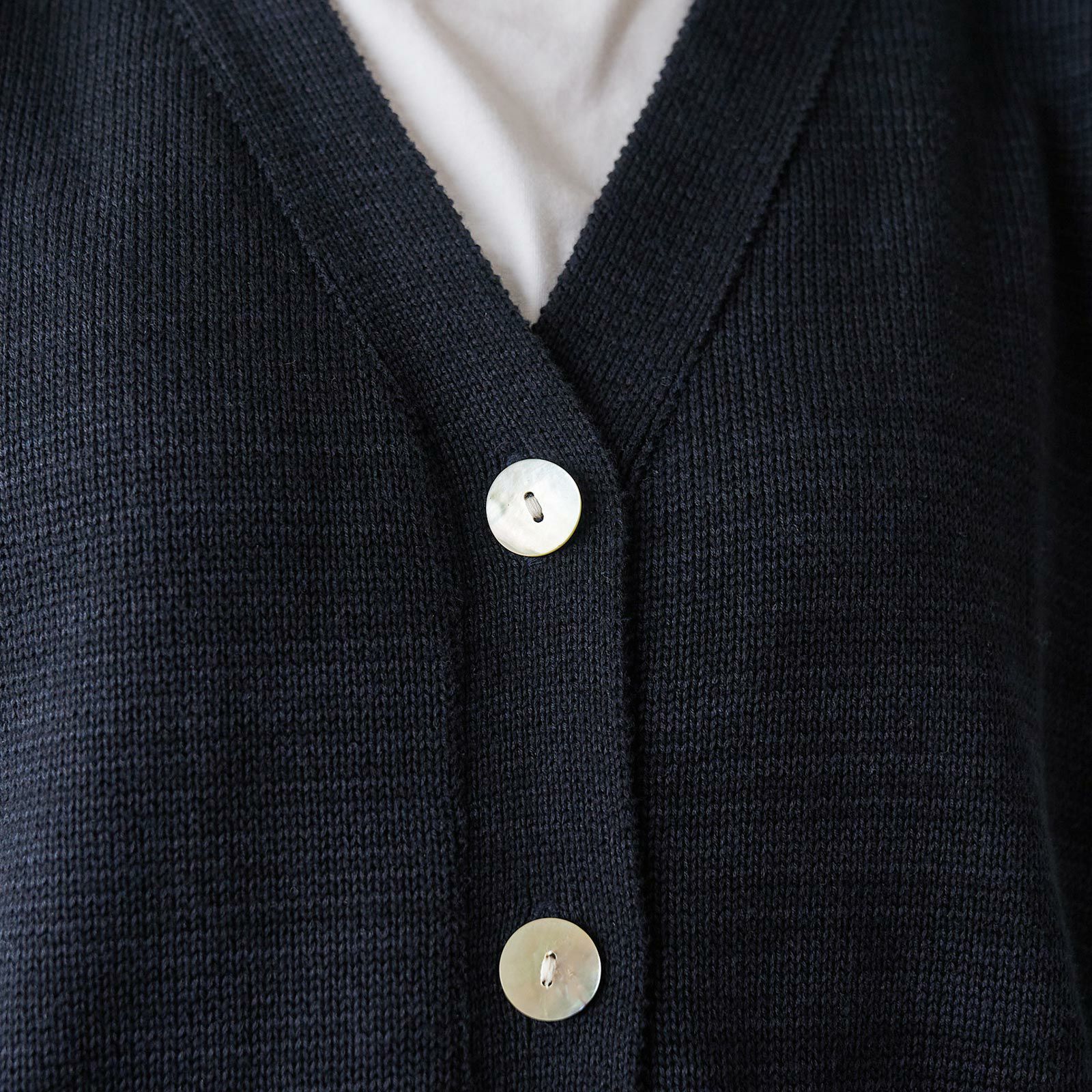 コットンニットカーディガン黒ブラック制服レディース