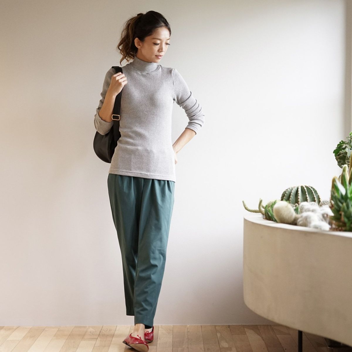 チクチクしないコットンハイネックしっとり