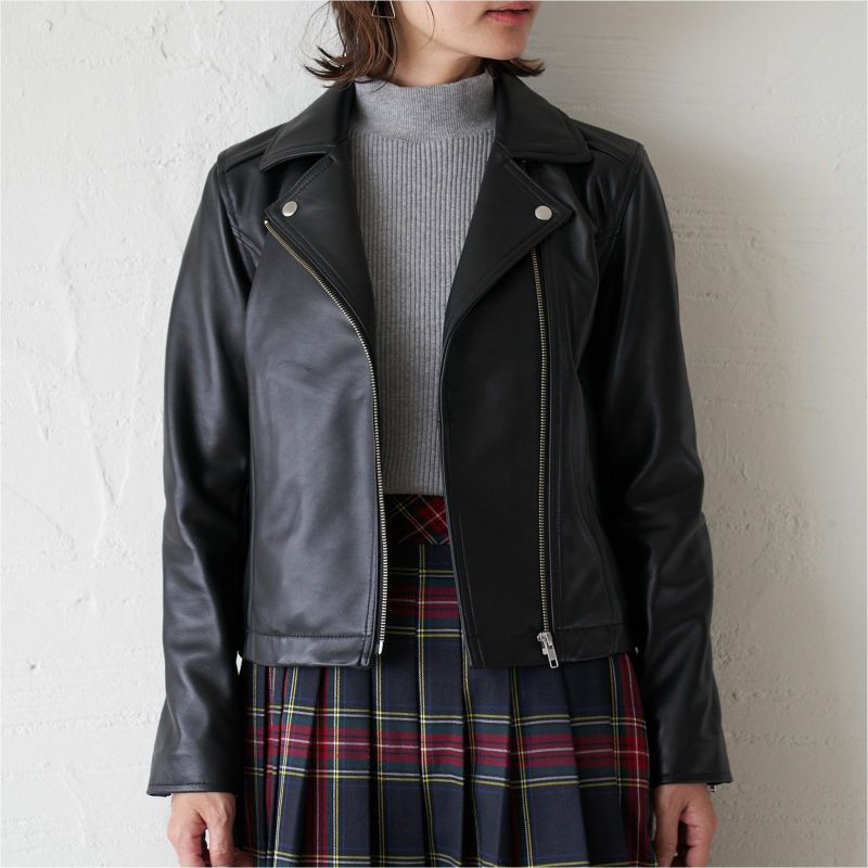 ハイネックインナー重ね着コットンニット