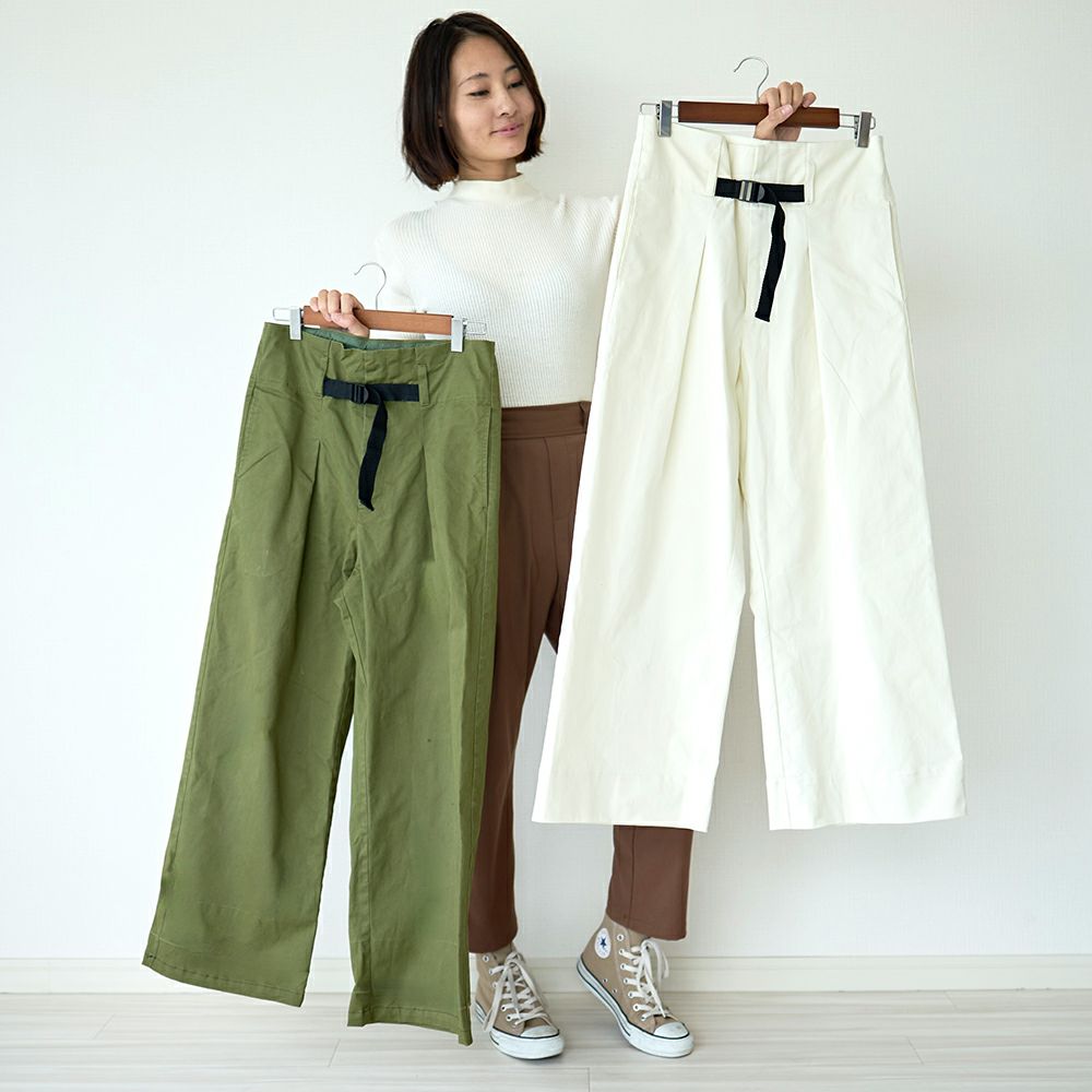 ベイカーパンツ白ホワイトレディース