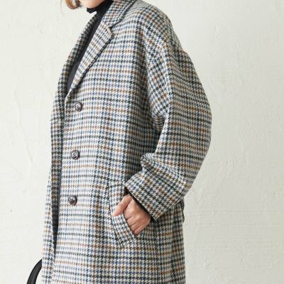 暖かロングウールコート(千鳥格子チェック柄) | もりのがっこう公式