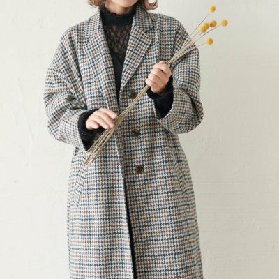 kumikyoku 千鳥格子柄 ウールコート 6（暖かロングウールコート