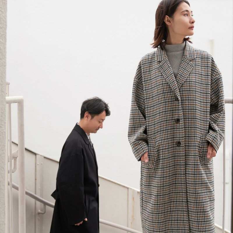 INSCRIRE 千鳥格子ウールロングコート