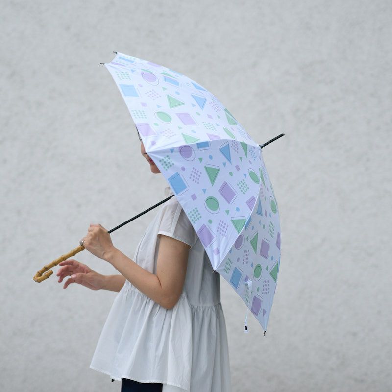 晴雨兼用 長傘 (レトロな幾何学模様) UVカット日傘 雨傘 | もりのがっ