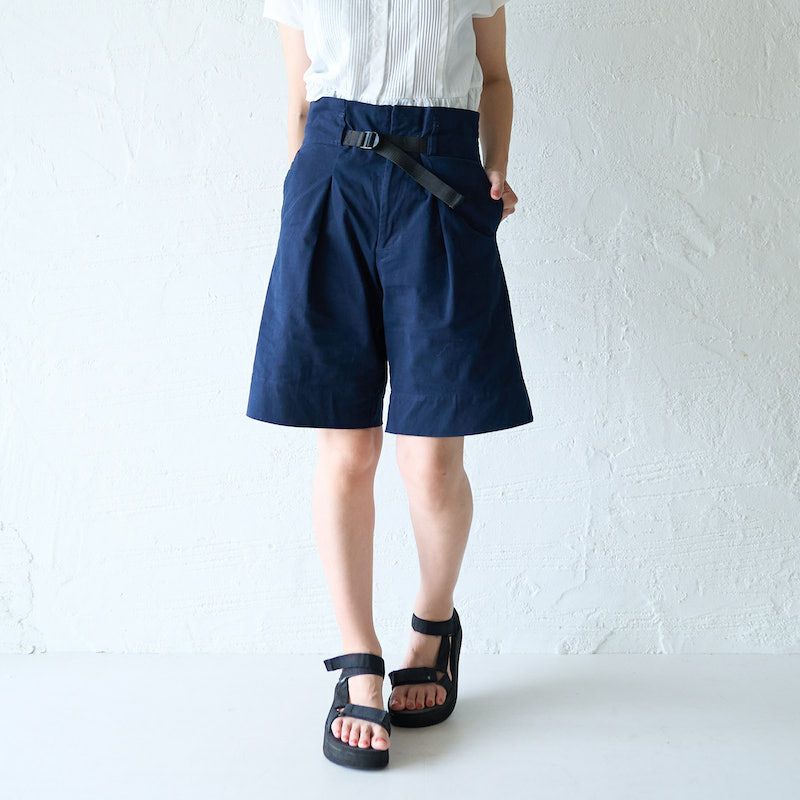 ウエストベルト付きベイカー ショートパンツ（ネイビー） | もり