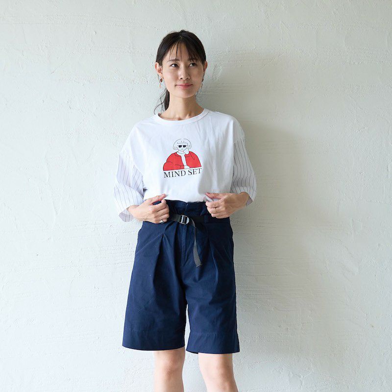 大人が似合う レトロな女の子プリントビッグTシャツ（ホワイト）