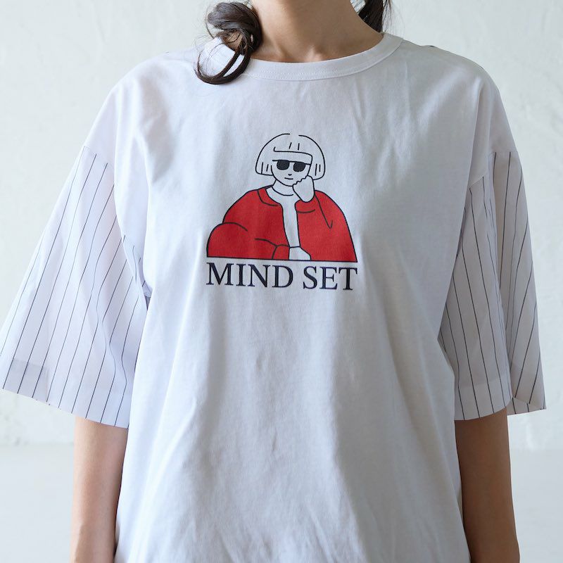 大人が似合う レトロな女の子プリントビッグTシャツ（ホワイト 