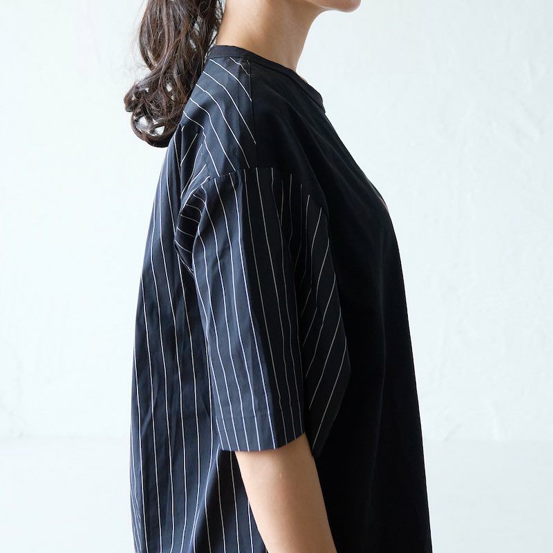 kha:ki｜コットン 天竺 8分袖 ワイド フットボール Tシャツ ロン