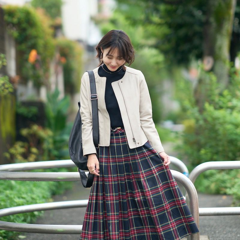 ラムレザー ノーカラージャケットブルゾン(グレーベージュ) | もりのが  