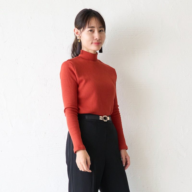 PLEATS PLEASE 長袖トップス ハイネック テラコッタ色 サイズ3