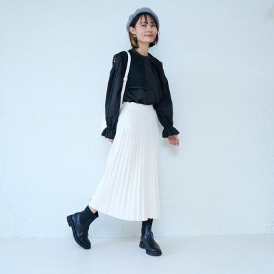 Rene】ベージュ ニットプリーツスカート