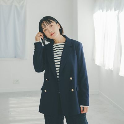 T-JACKET ブレザー 紺ブレ ダブルブレスト-