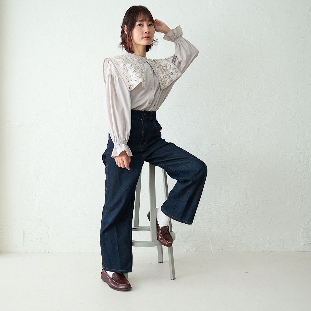 ハイウエストデニムペインターパンツ (インディゴ) | もりのがっこう公式