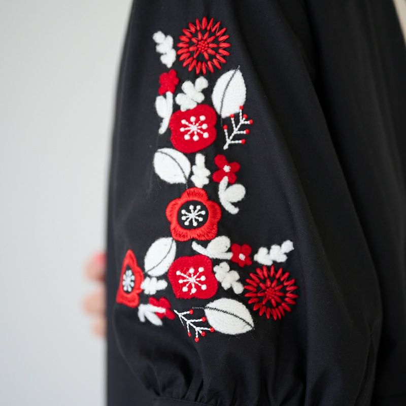 エスニック刺繍ワンピースドレス(ブラック)