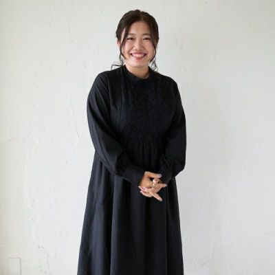 エトル etoll. 刺繍レースワンピースドレス （ブラック