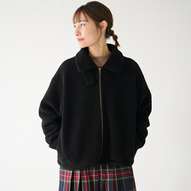 ハイネック ジップボアジャケット（ブラック） | もりのがっこう公式