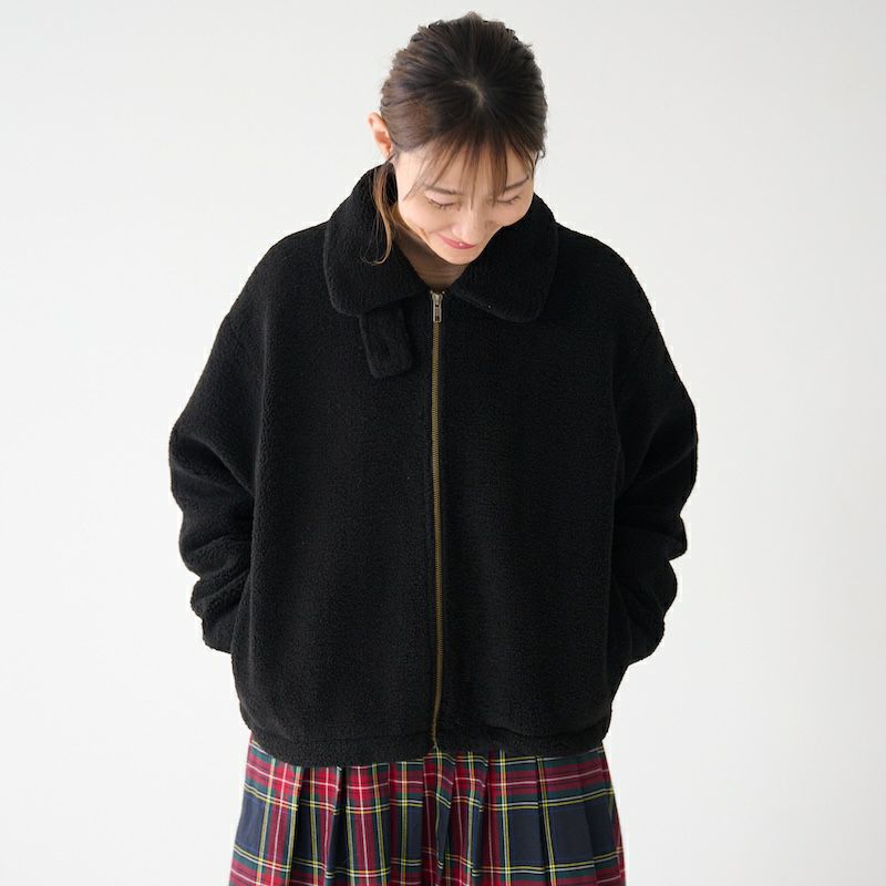 ハイネック ジップボアジャケット（ブラック） | もりのがっこう公式