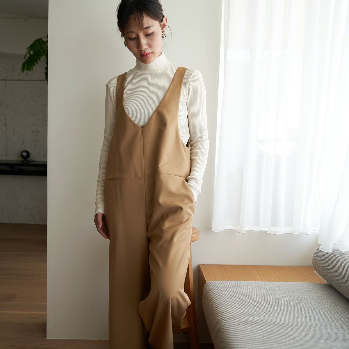 もりのがっこうサロペットパンツキャメル