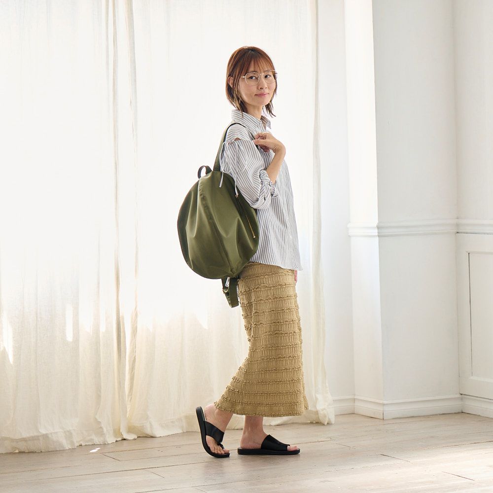 ころんとリュックL(軽量ナイロン カーキ) | もりのがっこう公式