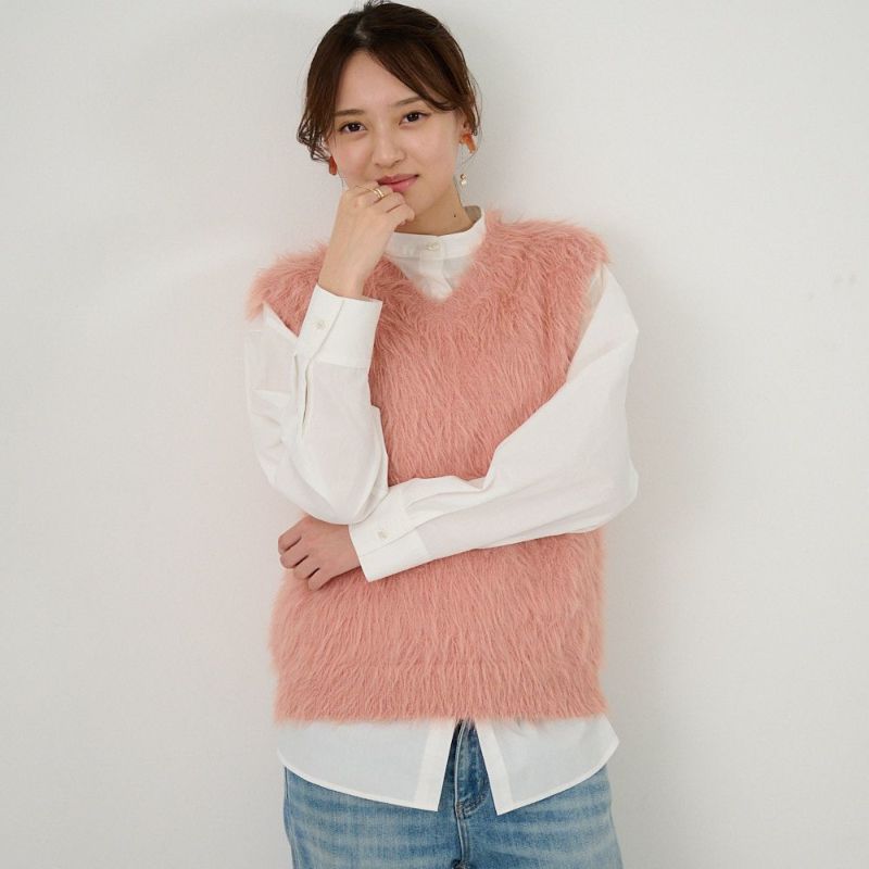 シャギーニットベスト（くすみピンク） | もりのがっこう公式