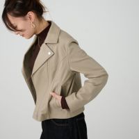 良品✨BALMAIN ラムレザー ライダースブルゾンジャケット 9号　ベージュ 楽天市場】【10%offクーポン】ライダースジャケット レディース