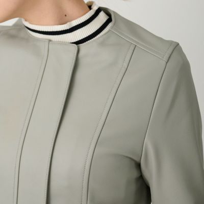 ラムレザー ノーカラージャケットブルゾン(グレー) | もりのがっこう公式