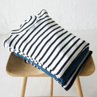 3色セット】テレコニット ハイネックトップス(ホワイトボーダー&グレー