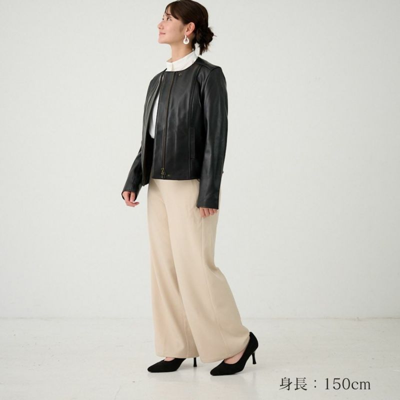 【小柄さん】ストレッチワイドパンツベージュもりのがっこう