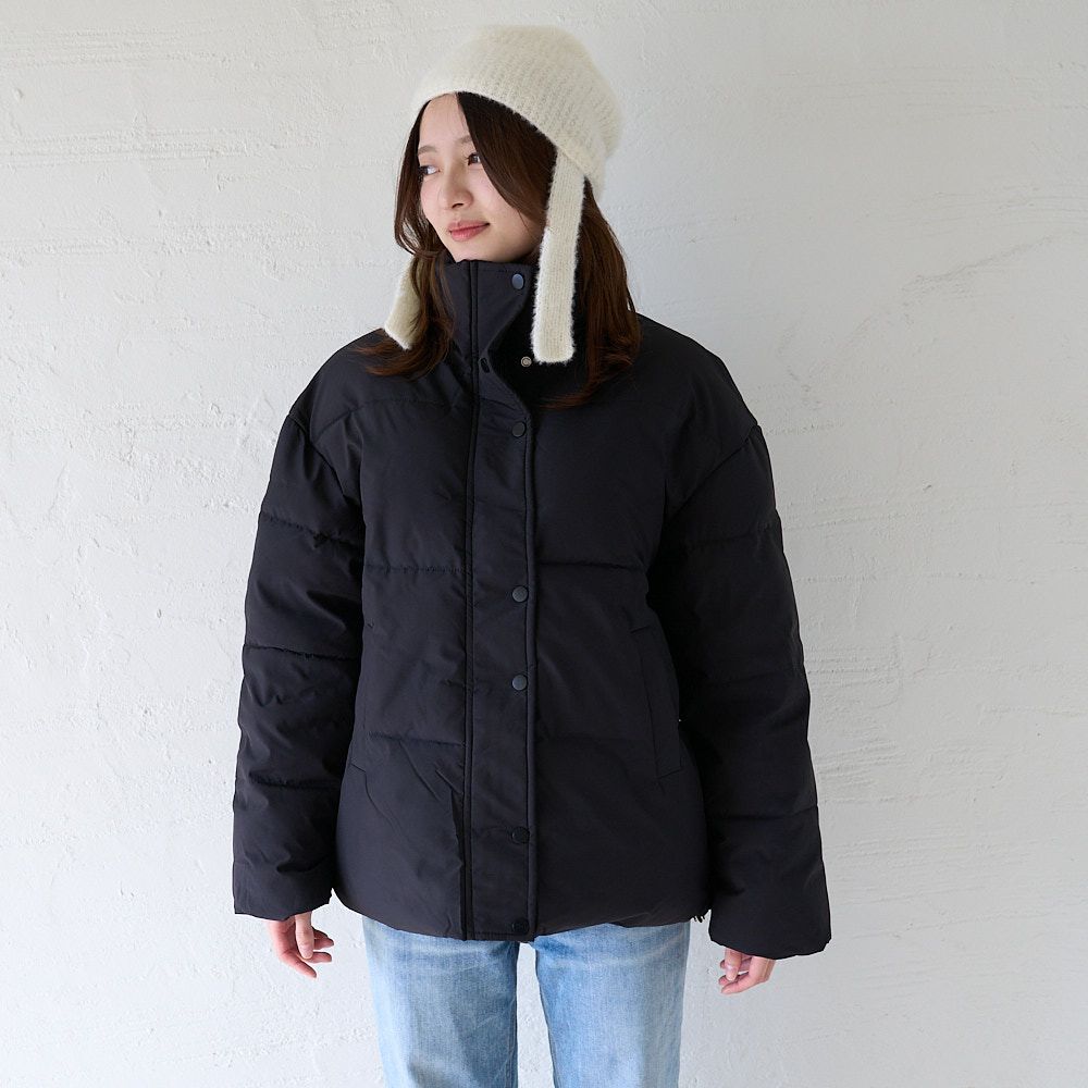 スタンドカラー中綿アウター（ブラック）