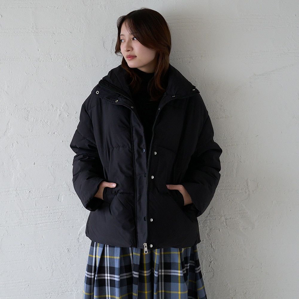 スタンドカラー中綿アウター（ブラック）